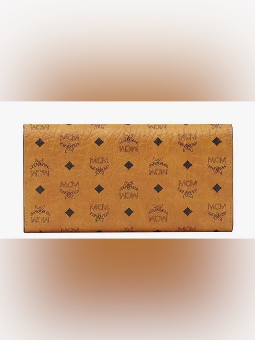 [MCM] Signature Logo Bi-Fold Long Continental Snap Button Wallet in Cognac Brown - Picture 3 of 16